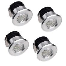 Set Of 4 Mini Recessed Led Spotlights, 3w, Warm White, For Showcase, Indoor Station, Plasterboard Lighting, With Transformer [energy Class A++]