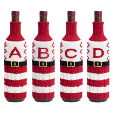 Capac de sticlă de vin de Crăciun tricotat creativ cu Moș Crăciun, decor reutilizabil pentru masă, materiale de înaltă calitate, tricotat