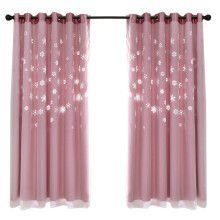 Cortinas rosa para quarto de menina, com estampa de estrelas, cortinas blackout para decoração infantil encantadora, material respirável e