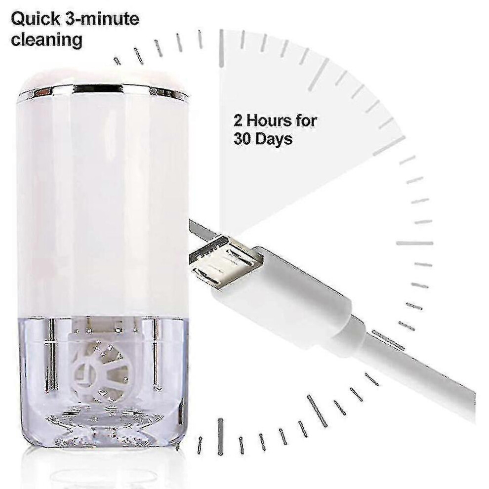 White Ultrasonic Contact Lens Cleaner 2.0, Smart Cleaning Device For Soft And Rigid Contact Lenses,