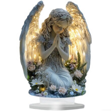 Angel Wings Cross Ornament with Bohemian Style for Desk, Living Room or Garden Decor