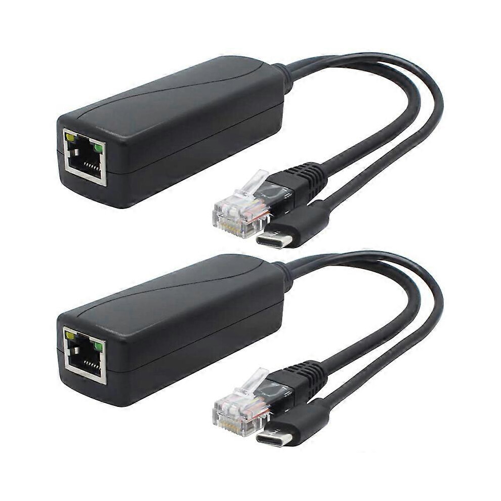2-Pack 5V Gigabit Poe Splitter, Usb Type C, 48V To 5V 2.4A Adaper, Ieee 802.3Af Compliant 6935161372144