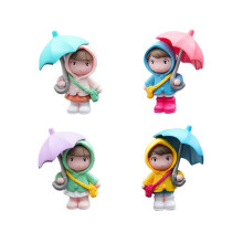 4 Piece Cute Girl Holding Umbrella Car Ornaments Resins Craft