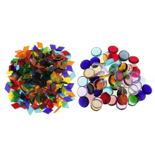 260g Colorful Round Rhombus Clear Glass Mosaic Tiles Vitreous for Art Crafts