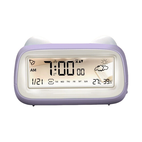 Multifunctional Puss Molded Digital Clock Environmental-Purple