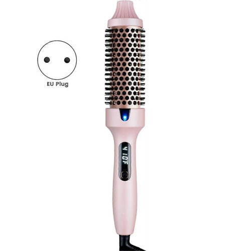 Curling Brush, Negative Ionic Heated Thermal Round Brush EU Plug 2
