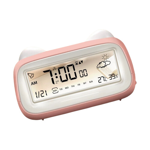 Intelligent Touch Panel Cartoon Puss Clock With-Pink