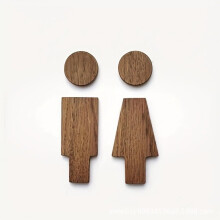 Men and Women Wood Bathroom Sign Set for Indoor Public Restrooms and Home Bathroom Door Toilet Signage Signboard Decors Dark Brown