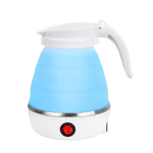 Portable Electric Kettle Foldable Silicone Large Capacity with BoilDry Protection for Travel Camping Blue