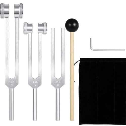 Set mit 3 sensorischen Stimmgabeln aus Aluminium C 128 256 512