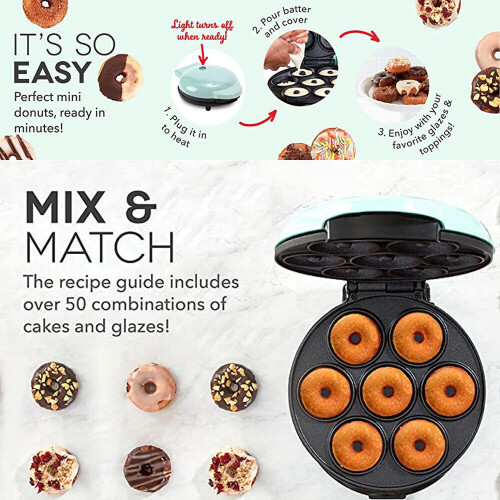 Electric Donut Maker Automatic Heating Egg Cake Bread Baking Machine 700W Kitchen Breakfast Makes 7 2