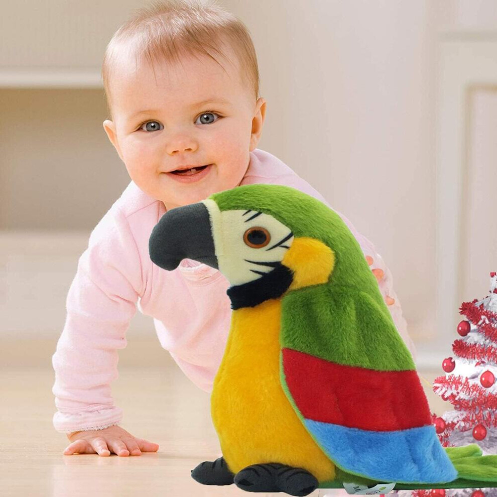 Jouet parlant - Perroquet - Peluche - Répète les mots - Agite les ailes - Pour enfants à partir