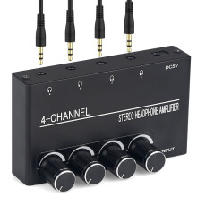 4-Kanal-Kopfhörerverstärker, Stereo-Audioverstärker, Kopfhörer-Splitter mit 4 3,5-mm-Kopfhörerausgängen und