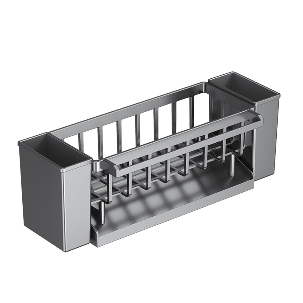 Kitchen Sink Sponge Holder With Fast Drainage And Rag Rack, Rustproof Sink Organizer Grey 9001264580094