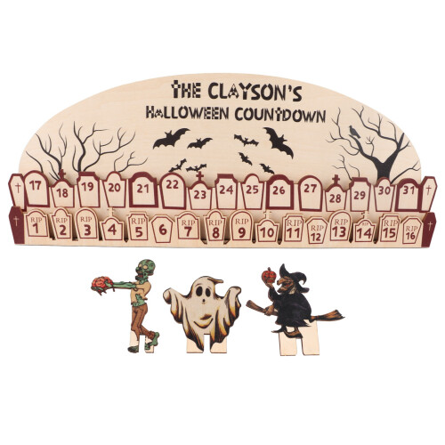 Απόκοσμη έλευση του Halloween, ημερολόγιο αντίστροφης μέτρησης από ξύλο με λείο σχήμα