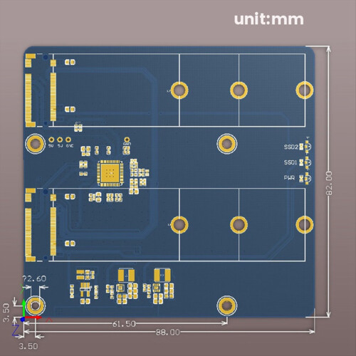 Uitbreidingskaartmodule voor Raspberry Pi 5 PCIE M.2 Dual SSD-uitbreiding