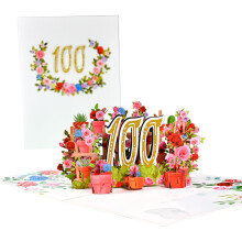 Flower Anniversary Greeting Card Set with Envelopes for Wife, Office, Memorial Events, 100th Celebration