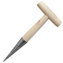 Bulb Planter with Wooden Handle, Cone Shaped Garden Tool with RustResistant Chrome Tip
