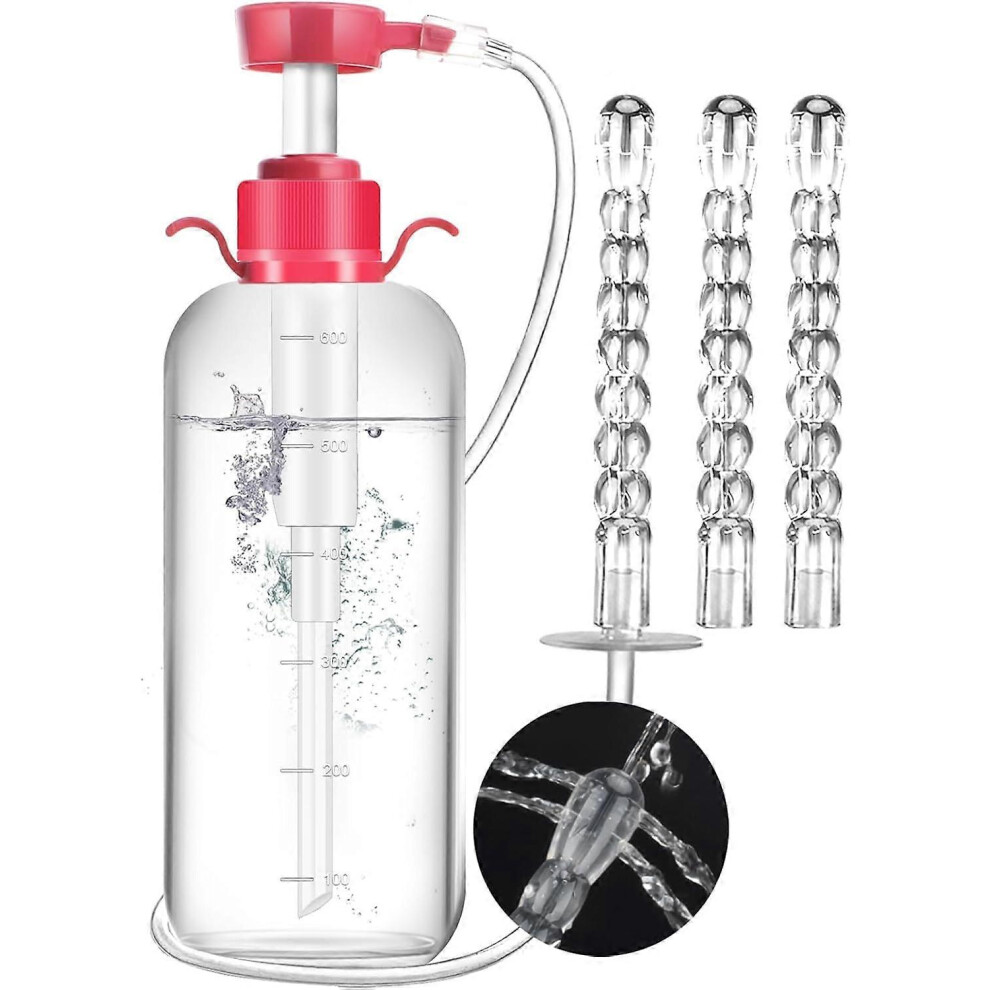 Enema Kit for Colon Cleansing Anti BackFlow Anal with Douche Syringe Handle and 3 Nozzle Tip