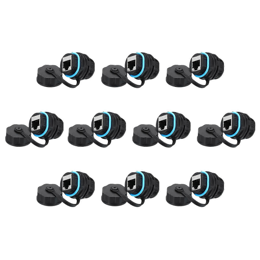 Rj45 Panel Mount Coupler, Ip68 Shielded Industrial Panel Mount Bulkhead Ethernet Lan Pass Through Connector For Cat6/Cat5e/Cat5(,Pack Of 10) Blue 6935161377408