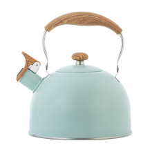 2.5L Stainless Steel Whistling Tea Kettle, Retro Stovetop Design with Loud Whistle and Wood Handle