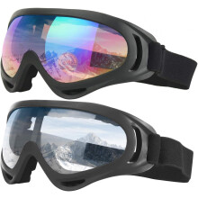 Gafas de esquí, correa desmontable para la cabeza, ajuste cómodo y seguro, gafas de esquí para niños, protección UV 100%, paquete de 2 para toda
