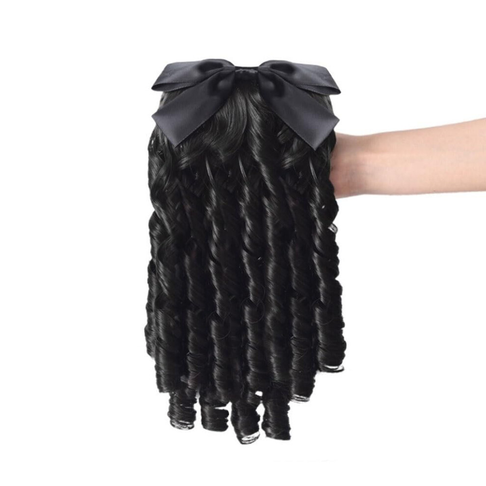 Unisex Ladies Ponytail Hair Extension With Bow Knot Comb Curly Retro Wig Bun 35Cm Long (Color C)