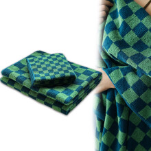 Toalhas decorativas com estampa xadrez, leves e resistentes, em algodão penteado, ideais para banheiro, cozinha, academia e spa. Conjunto com 2