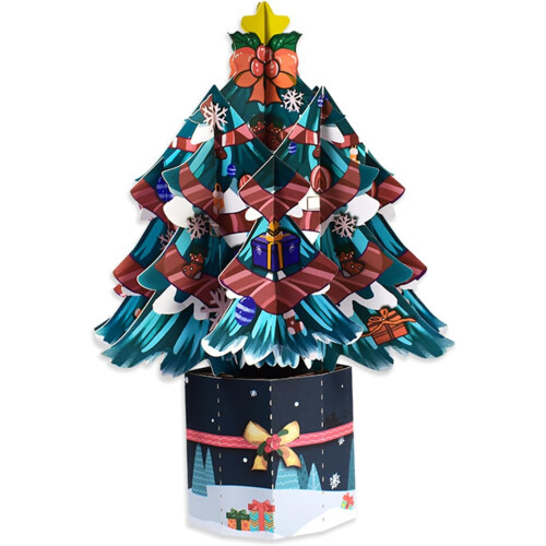Christmas Greeting Card with Solid Structure for Holiday Wishes and Tree Bouquet Decor 2