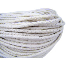 Leather Cord Round Braided 3mm White for Jewelry Making, Crafts, DIY – 5 Metres