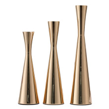 Portacandele in metallo di squisita fattura, portacandele a cono in stile nordico, set da 3, anticorrosivi per matrimoni, cene, feste, decorazioni