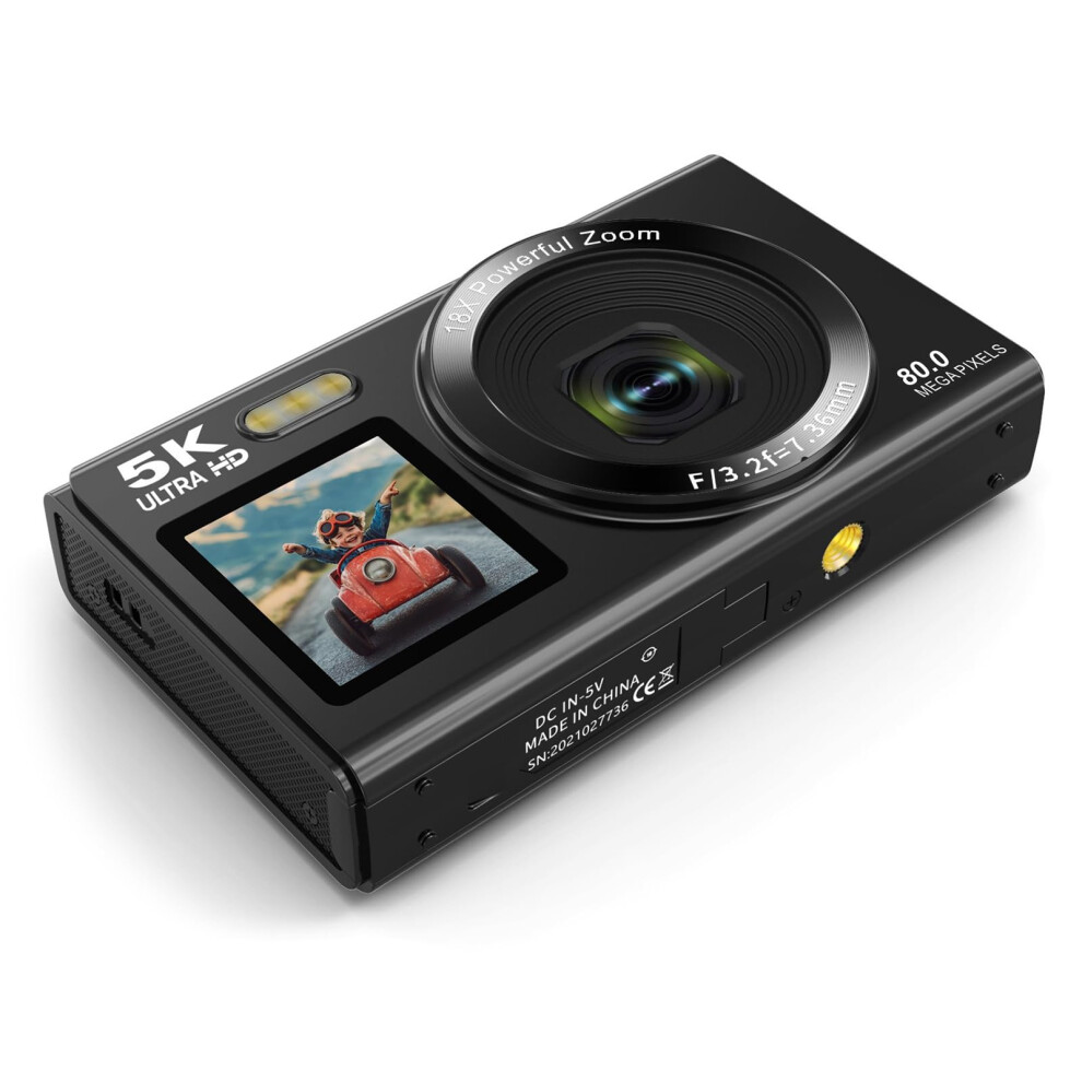 80Mp 5K Dual Screen Digital Camera With 18X Zoom Wifi Flashlight For Travel Photography And Vlogging 9339159843048