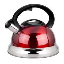 3.2 Quart Red Whistling Tea Kettle Stainless Steel for All Stovetops with Cool Grip Handle