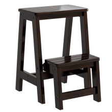 Folding Wooden Step Stool with Shoe Bench Seat for Home, Kitchen, and Stair Climbing