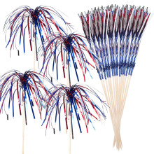 Cocktail Toothpicks for Appetizers Drinks Desserts – Firework Cupcake Toppers for 4th of July BBQ Patriotic Party Decor