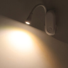 Justerbar spotlight LED-lampetter vægbelysning til soveværelse, genopladelig læselampe med fleksibel svanehals og bredt lysområde, kompakt