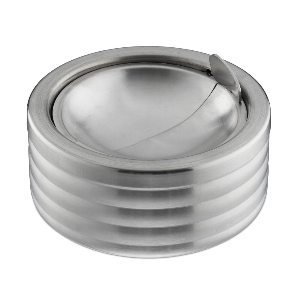Sleek Stainless Steel Windproof Ashtray, Classic Design For Easy Cleaning With Removable Lid, Outdoor Use Dishwasher Safe Flip Top For Home Office Dec