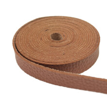 Leather Strap Roll 2.5cm x 4.5m Brown Lychee Pattern Flat Cord for DIY Crafts Clothing Bag Making