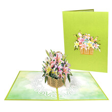 Easter Greeting Card Set with Flower Basket Design for Wedding, Year and Party Invitations