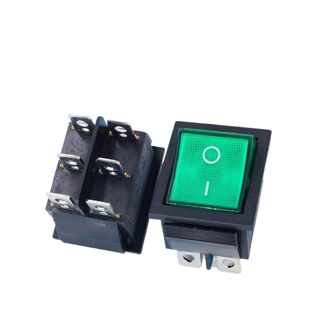 10Pcs Green Rocker Switch 6 Pin 16A 250V Boat Shape With Indicator Light For Electrical Control 9323874629513