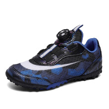 Kids Football Boots Non Slip Breathable Outdoor Soccer Shoes for Boys Girls Turf Training Dark Blue 3.5 UK
