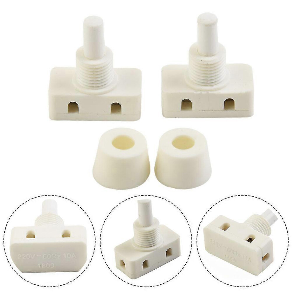 Switches 2A 250V On-Off Plastic Push Button Switch Lamp Switch Self-Locking White 10Mm Desk Lamp Button Switch Home Improvement 6935161340396