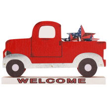 Decorazione vintage con camion rosso, paletto da giardino rustico con camion per decorazioni autunnali, cartello con carichi di zucche per albero di