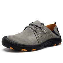 Men's Leather Loafers Breathable SlipOn Driving Shoes Casual Outdoor Walking Flats Oxford Hiking Grey UK 6.5/7