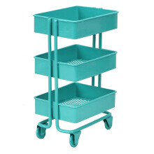 Carrello portaoggetti con ruote e carrello in metallo, organizer multifunzionale a tre livelli con fondo a cestello perforato, robusto e
