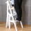 Wooden Folding Ladder Chair 4 Step Solid Wood Step Stool for Kitchen Office Library SpaceSaving 3