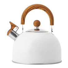 2.5L Stainless Steel Whistling Kettle with HeatProof Handle, Large Capacity White Stovetop Tea Kettle