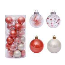 Timeless Christmas Tree Decorations, Shatterproof Clear Plastic Baubles with Embedded Sparkling Decorations