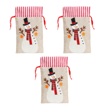 Bolsas rústicas de arpillera para Navidad, yute artificial de alta calidad, bolsas reutilizables y ecológicas para vino, dulces y chocolates, 3