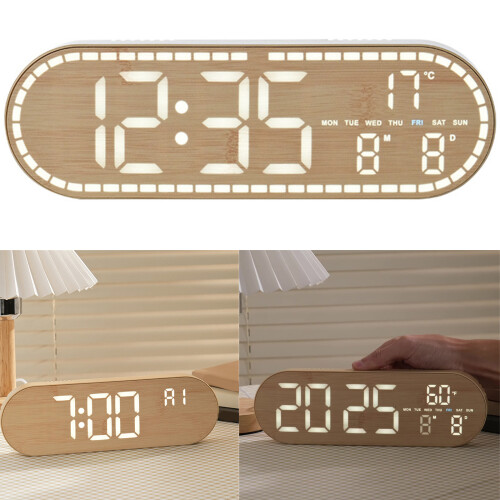 Digital Alarm Clock LED Digital Clock Electric Desk-Yellow 2